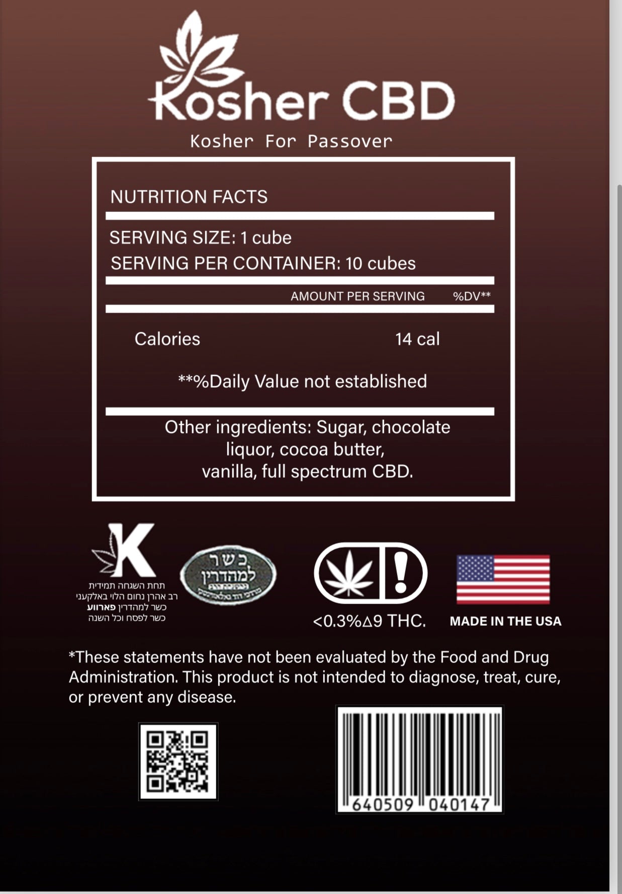 CBD CHOCOLATE (10 Cubes)