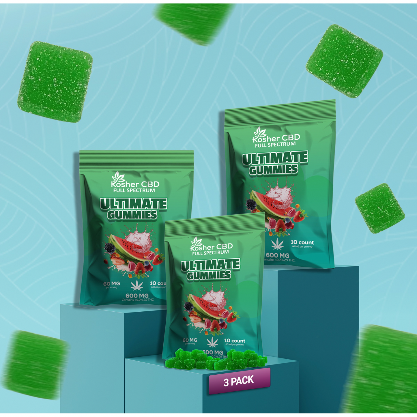 600mg CBD Gummies (3 Pack) VEGAN
