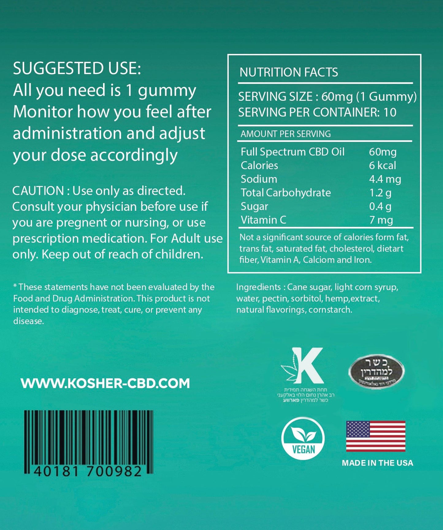 600mg CBD Gummies (3 Pack) VEGAN